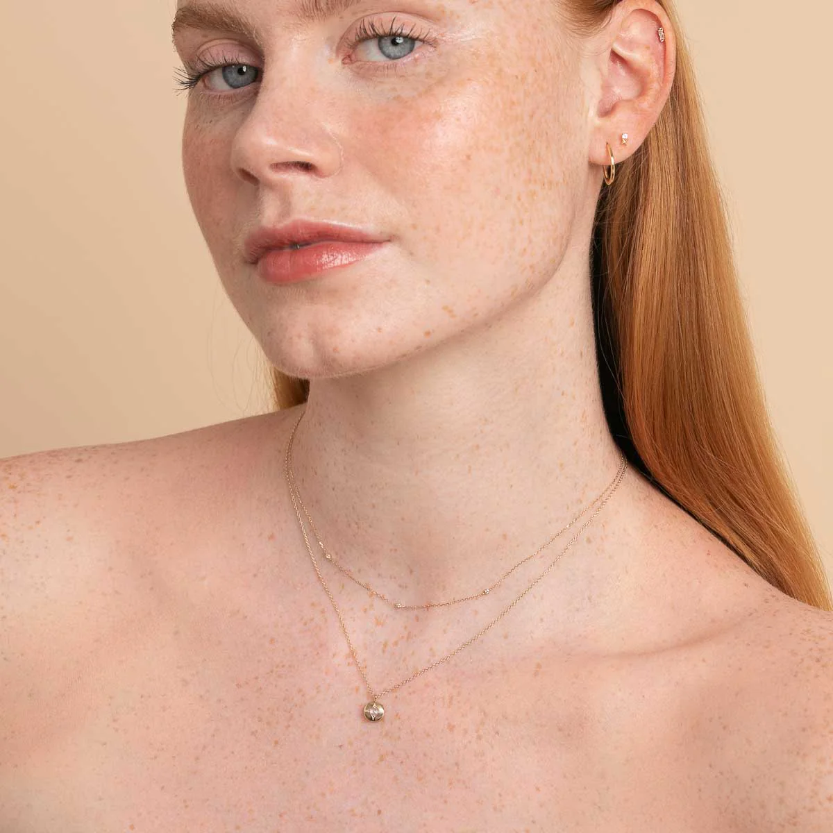 April Topaz Birthstone Earrings in Solid Gold - Image 4